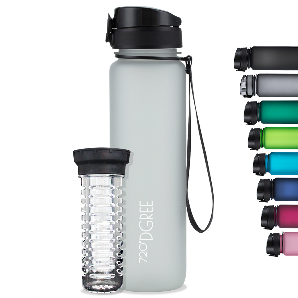 Die uberBottle von 720°DGREE ist perfekt, wenn du schnellen Zugriff auf dein Getränk haben möchtest. Hier siehst du sie in der Farbe Snow White und mit softTouch-Beschichtung.